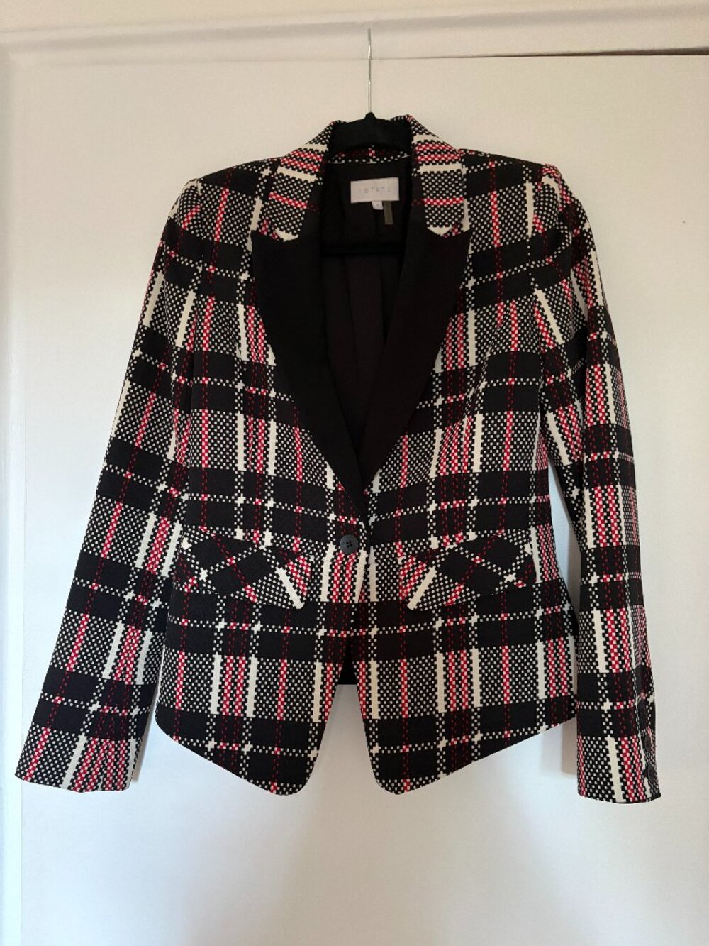 1. State Plaid Women's Black and Red Blazer Jacket Size 4
